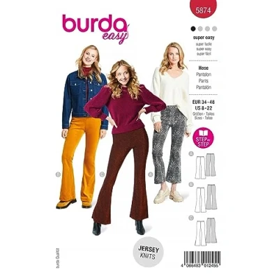 Image of Burda Sewing Pattern 5874 Loose Pants Yourself [Ladies Size 6 18] Level 1 Beginners