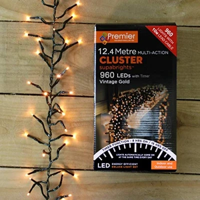 Image of Vintage Gold 960 LED 12.4M Multi Action Cluster Supabrights with Timer