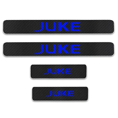 Image of EAGLEG 4pcs Car Door Sill Protector Kick Plates for NIS san Juke, Carbon Fiber Non Slip Threshold Cover Pedal Sticker Trim,Blue