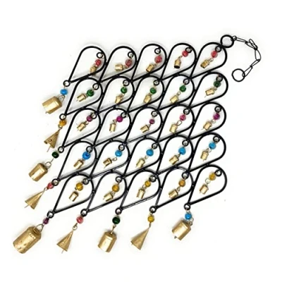 Image of India Recycled Iron Bells Teardrop Wind Chime