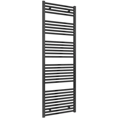 Image of Reina Diva Steel Straight Black Heated Towel Rail 1800mm H x 600mm W Central Heating