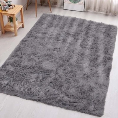 Image of Aspire Homeware Rugs Living Room Grey Area for Bedroom Anti Slip Modern Super Soft Fluffy Shaggy Runner Rug Thick Pile Non Shedding, 60cm x 110 cm