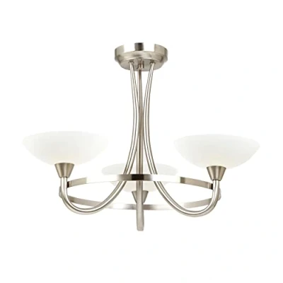Image of Colton Decorative Contemporary Brushed Chrome G9 LED Compatible Ceiling Light with 3 White Painted Glass Shades