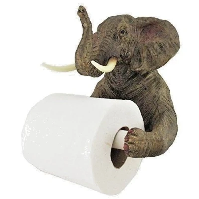 Image of Homezone® Novelty Elephant Toilet Roll Holder Wall Mounted Animal Tissue Decorative Kitchen Bathroom Accessory Indoor, Home Decor Loo Paper