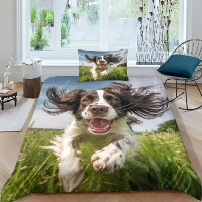 Image of cenmoo Springer Spaniel Single Bedding Sets Youth Quilt Cover 3D Printed Bed Cute Dog Boys Duvet SetSingle（135x200cm）