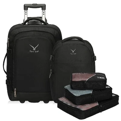 Image of Hynes Eagle Wheeled Backpack 2 in 1 Convertible Travel 63L, Carry On Luggage 43L with Detachable Daypack 20L and Packing Cubes