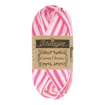 Image of Scheepjes Catona Chroma Collection 012 Peony 100% Mercerised Cotton Crocheting and Knitting Yarn 1x50g