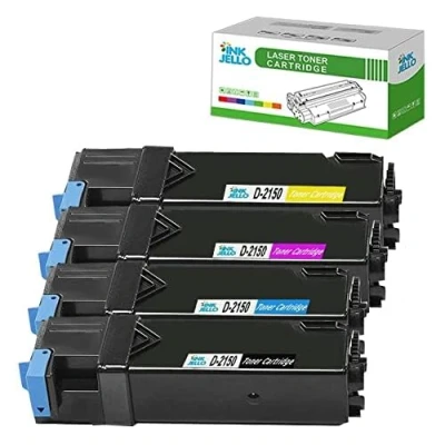 Image of InkJello Compatible Toner Cartridge Replacement for Dell 2150cdn 2150cn 2155cdn 2155cn (Black/Cyan/Magenta/Yellow, 4 Pack)