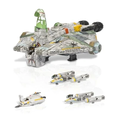 Image of Star Wars™ Micro Galaxy Squadron Ghost (Secret Mission) 15 Inch Vehicle with Three Additional Vehicles plus Ten Figures Accessories