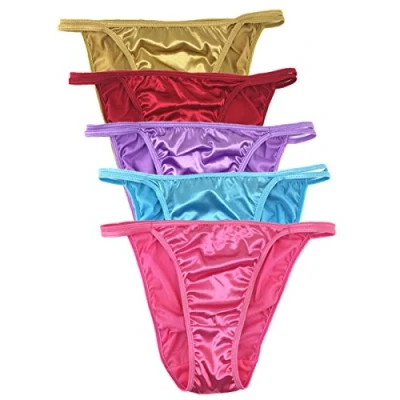 Image of Queen Star Pack of 5 Women&#039;s Satin Bikinis Knickers (S)