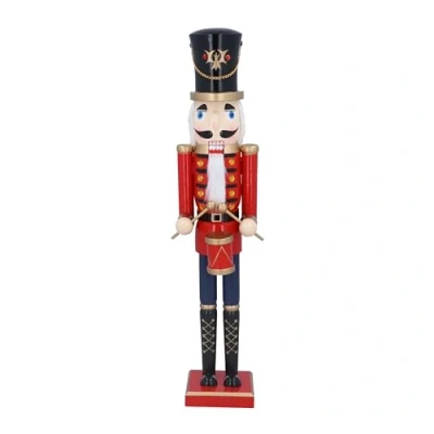Image of Gisela Graham Red and Black 60 Centimetre Wooden Nutcracker with Drum