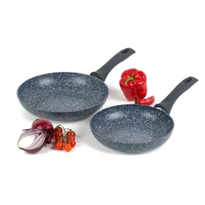 Image of Russell Hobbs COMBO 4842A 2 Piece Pan Set Non Stick Frying Set, 20/24 cm Crepe Pan, Induction Hob Fry Pressed Aluminium Cookware with Soft Touch Handles, Omelette Nightfall Stone