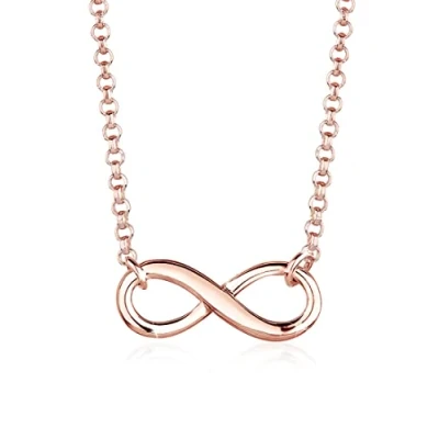 Image of Elli Women&#039;s 925 Sterling Silver Rose Gold Plated Infinity Symbol Pendant Love Friendship Necklace 38cm length