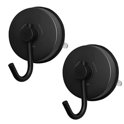 Image of YOHOM Suction Towel Hooks Stainless Steel No Drill Vacuum for Bathroom Kitchen Sucker Shower Hook Holder Coat Heavy Duty Matte Black 2Pcs