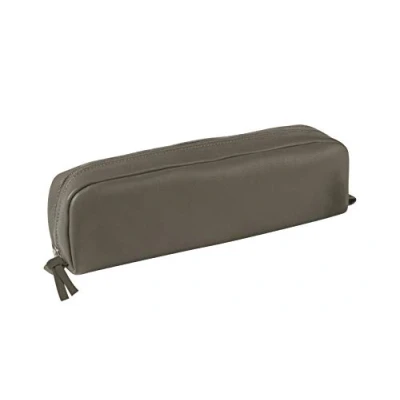 Image of Clairefontaine Ref 8336C Leather Rectangular Pencil Case 21 x 4 6cm, Made with Genuine Leather, Metal Zipper &amp; Pull, Suede Interior Grey