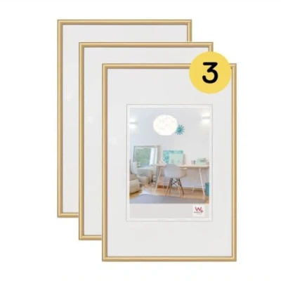 Image of walther Design Picture Frame Gold 10 x 15 cm 3 Pack, New Lifestyle Plastic KV015G3