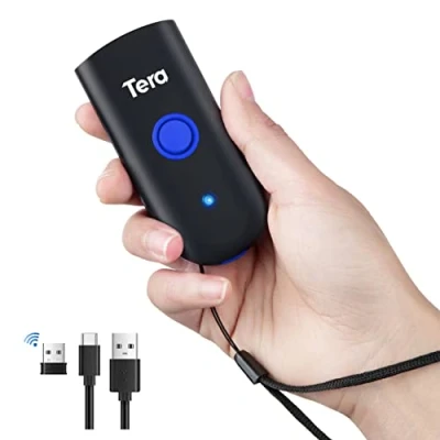 Image of Tera Wireless Barcode Scanner 1D Laser Mini Pocket Waterproof 3in1 Compatible with Bluetooth USB Wired Portable Bar Code Reader for Supermarket Logistics Work iOS Windows Android 1100L