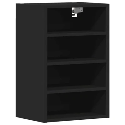 Image of vidaXL Hanging Wall Cabinet Black Engineered Wood 40x29.5x60 cm Modern Kitchen Storage