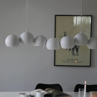 Image of Markslöjd Cupolo pendant light, white, iron, length 101 cm, 7 bulb