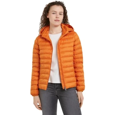 Image of Tommy Hilfiger Women LW PADDED GLOBAL STRIPE JACKET WW0WW38927 Orange (Autumn Orange) XS