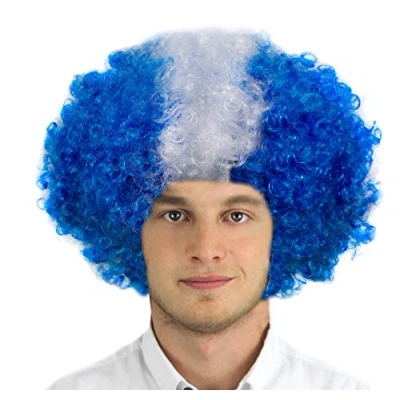 Image of I Love Fancy Dress ILFD2263 St Andrew&#039;s Cross Unisex Afro Supporters Wig (One Size)