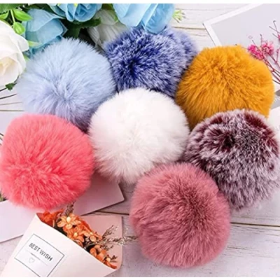 Image of NC 10Pcs DIY Mix Colors Fluffy Pompom Ball Fur Pom Poms for Hat Shoes Scarves Bag Charms Faux