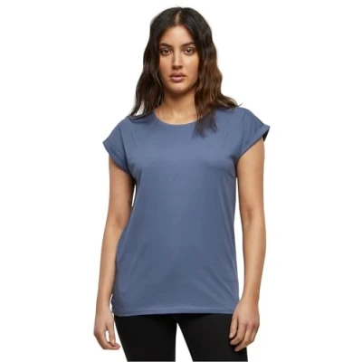 Image of Build Your Brand Women&#039;s Ladies Extended Shoulder Tee T Shirt, Vintage Blue, XXL