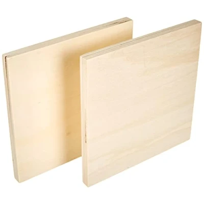 Image of Artemio Set of 2 Square Plates, Wood, Beige, 15 x 1,2 cm