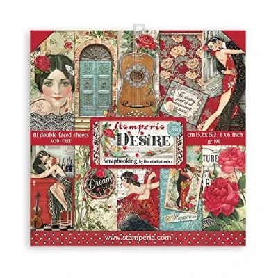 Image of Stamperia International Scrapbooking Pad Desire, Multicoloured, 6 x inches