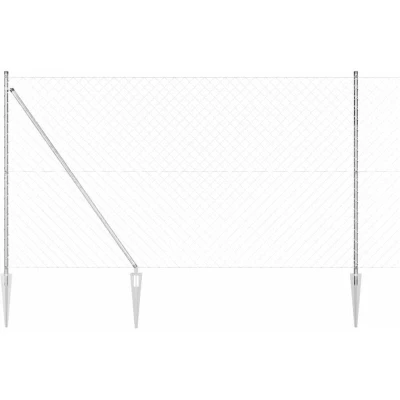 Image of vidaXL Chain Link Fence with 7 Spike Posts 1.5x10 m Galvanised Steel