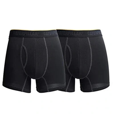 Image of Caterpillar Men&#039;s 2 Pack Sport Mesh Boxer Brief, Black, Large