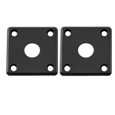 Image of Musiclily Pro Plastic Curved Jack Plate Square Jackplates 10mm Hole for Epiphone LP SG Style Electric Guitar, Black (Set of 2)