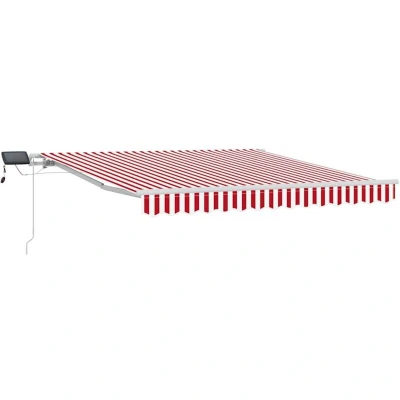 Image of vidaXL Manual Retractable Awning with LED Red and White 300x250 cm