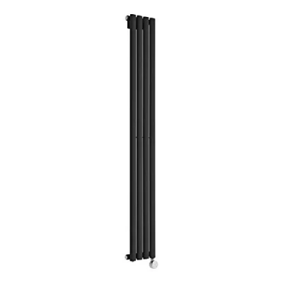 Image of Milano Aruba 600W Black Vertical Single Oval Panel Electric Radiator 1600mm x 236mm