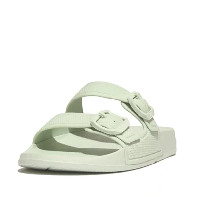 Image of Fitflop Women&#039;s IQUSHION Two BAR Buckle Slides Sandal, Sagebrush, 8 UK