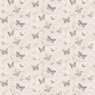 Image of MyTinyWorld Pack of 5 Dolls House Butterflys On Pale Beige Wallpaper Sheets