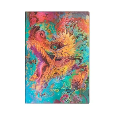 Image of Paperblanks 12 Month Calendar Softcover Flexi 2025, Humming Dragon, Midi, Horizontal, Elastic Band Closure