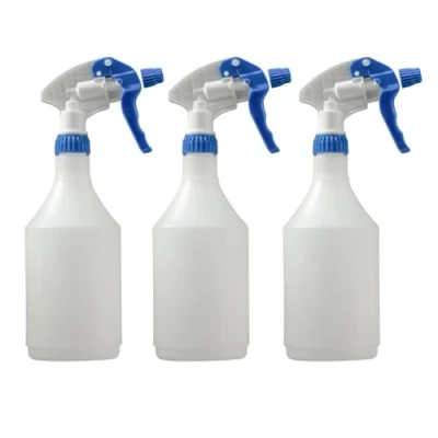 Image of Avern Large 750ML Spray Bottles Plastic (3 Pack) BLUE For Cleaning Solutions Gardening &amp; Home Use, Plant, Water, Durable Trigger Sprayer, Refillable Mist Bottle Heavy Duty