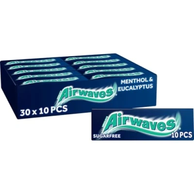 Image of Airwaves Extreme Sugarfree Chewing Gum, with Menthol Freshness, 30 Packs of 10 Pieces