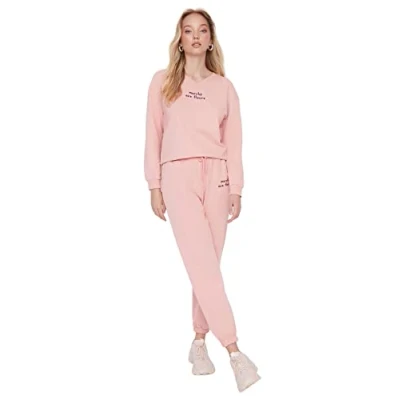 Image of Trendyol Women&#039;s Herren Mittlerer Bund Jogger Jogginghose Sweatpants, Powder, XS