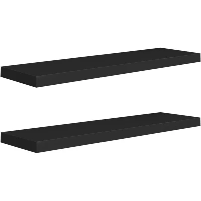 Image of vidaXL Floating Wall Shelves 2 pcs Black 90x23.5x3.8 cm MDF