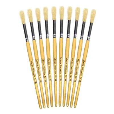 Image of Major Brushes Hog Bristle Short Round Size 10 Set of