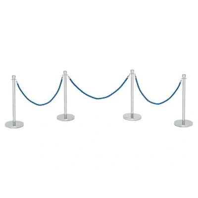 Image of Rope and Post Barriers 4 Stainless Steel Posts VIP Kit (Blue) The Workplace Depot