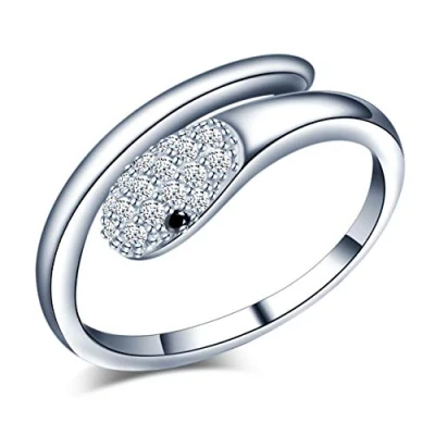 Image of Yumilok Snake Shape Rings 925 Sterling Silver Ring for Women Girls Adujustable with Box, Size L R