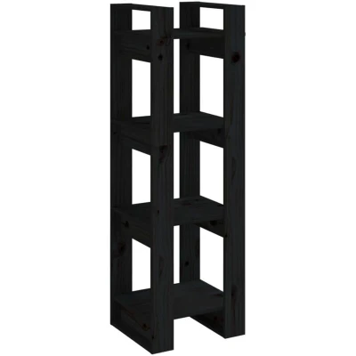 Image of vidaXL Book Cabinet/Room Divider Black 41x35x125 cm Solid Wood Pine