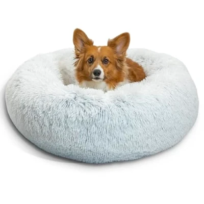 Image of Best Friends by Sheri The Original Calming Donut Cat and Dog Bed in Shag Fur Frost, Medium 30x30