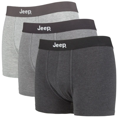 Image of Jeep 3 Pairs Mens Cotton Rich Blend Everyday Fitted Brief Trunks Charcoal Size Large