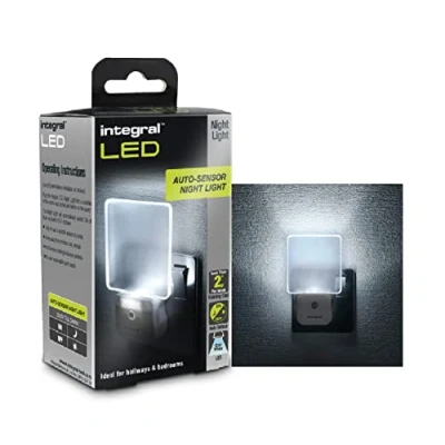 Image of LED Plug in Walls with Dusk to Dawn Photocell Auto Sensor Night Lighting for Hallways, Bedrooms, Landings, Children’s Room, Nursery, Kitchen, Acrylic, 0.6 (Pack of 1 Light)