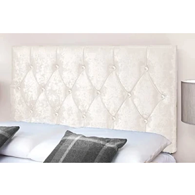 Image of Gallop Sleep Diamond Cut Crush Velvet Headboard for Divan Bed Bedroom Furniture (king Size 5 FEET, Height 20 INCHES, White)