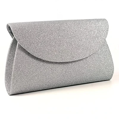 Image of Ladies Sariyah Silver Glitter Clutch Bag